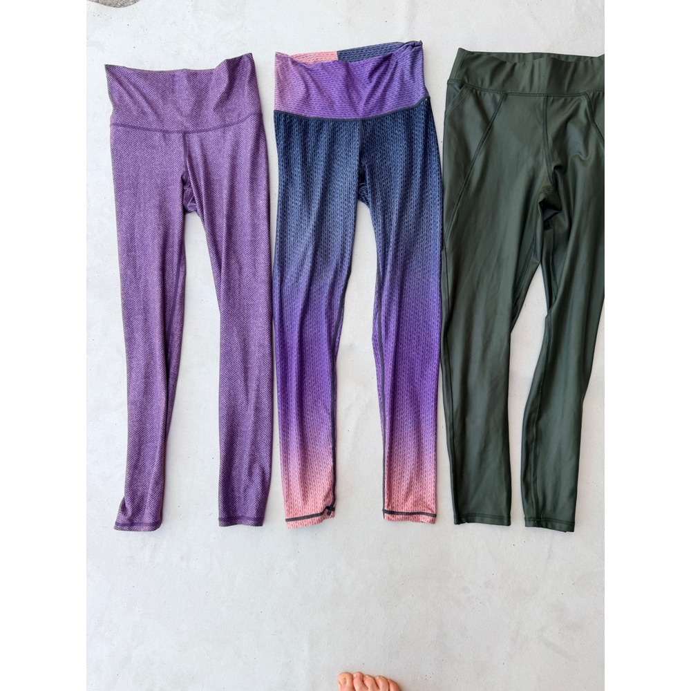 Cycle House Sol & Mane Leggings Bundle Sz S Purple Green Ombre Activewear 3pk